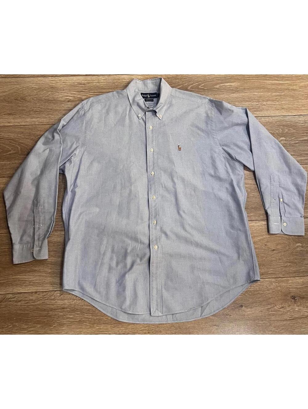 Ralph Lauren Yarmouth 100% Cotton Blue Oxford Button-Down Shirt, 16.5-34